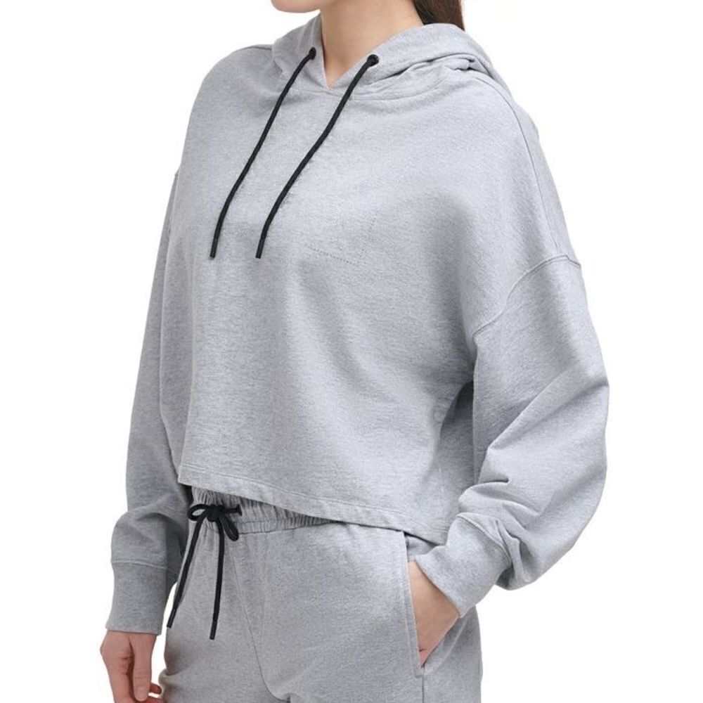 DKNY Sport Women's Gray Rhinestone Logo Cotton Hoodie Small NWT